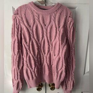 Alice Blue Blush Sweater with Pearl Details
